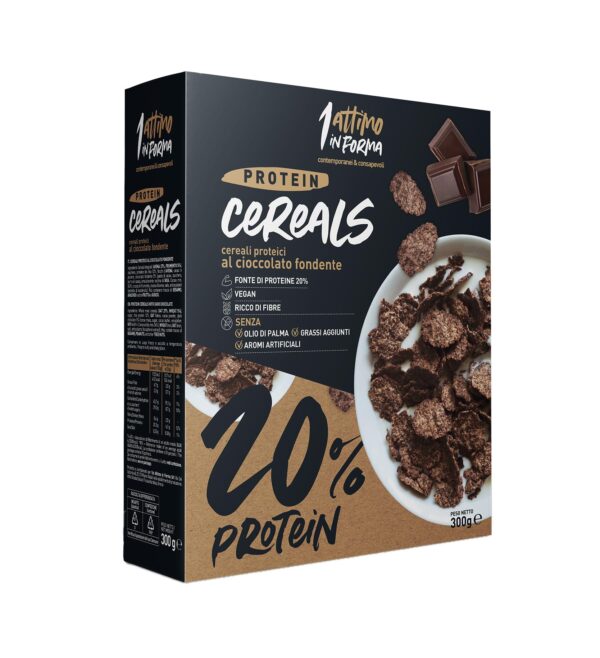 Cereali proteici vegan al cioccolato fondente con 20% di proteine - €17,07- 1 attimo in forma - cereals cioccolato
