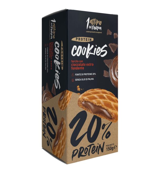 Biscotti proteici al cioccolato fondente - 20% di proteine - €29,17- 1 attimo in forma - cookie cioccolato