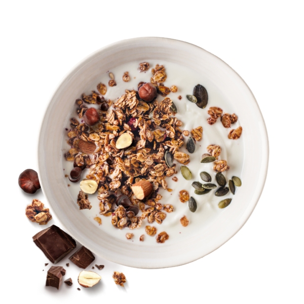 Granola proteica con nocciole, mandorle e cioccolato - 20% di proteine - €3,99- 1 attimo in forma - 18